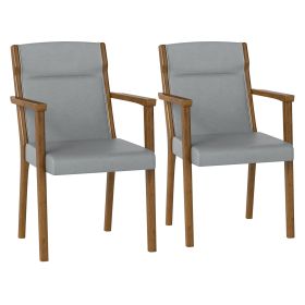 Upholstered Wooden Accent Chairs Set of 2 with High Back and Soft Cushion