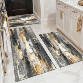Three-piece kitchen rug set, non-slip and washable, abstract pattern kitchen hallway rug, soft and comfortable, suitable for sinks, floors, entra